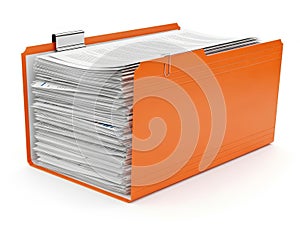 Orange file folder with organized documents