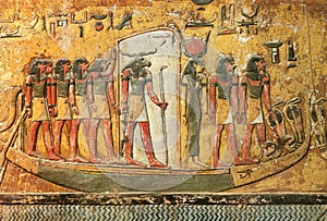 painting from the tomb of pharaoh seti first, in the valley of the kings, egypt