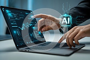 Interactive ai analysis on a high-tech laptop screen
