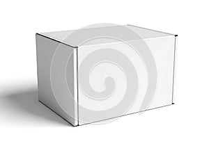 Empty white cardboard box isolated on white background