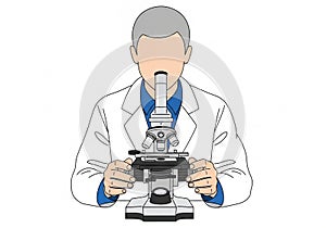 Scientist examining sample under microscope