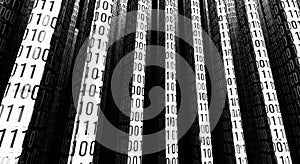 binary code cascade: digital data stream