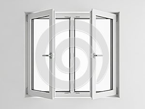 Open white casement windows