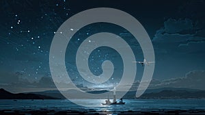 global network ship plane night