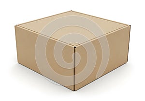 Empty brown cardboard box isolated on white background