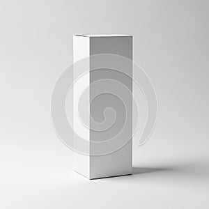 Minimalist gray rectangular box standing on a plain surface with subtle shadow