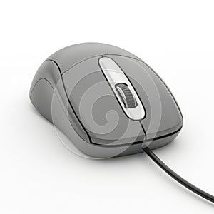 Simple wired computer mouse isolated on white background