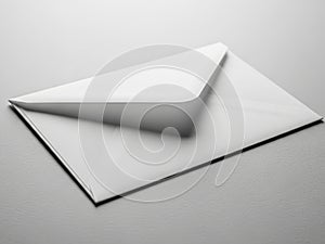 Single white envelope on plain surface