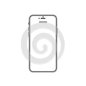 Minimalist outline of a modern smartphone with front camera and speaker grill