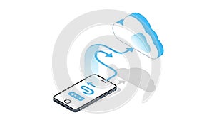 A smartphone uploading data to a cloud storage service