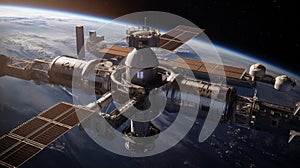 space station orbiting a planet