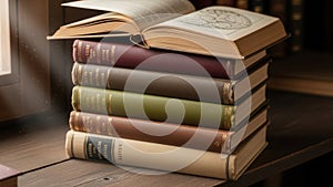 Stack of old books AI-generated