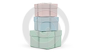 Stack of pastel colored gift boxes