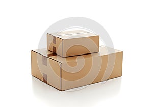 Stack of two brown cardboard boxes