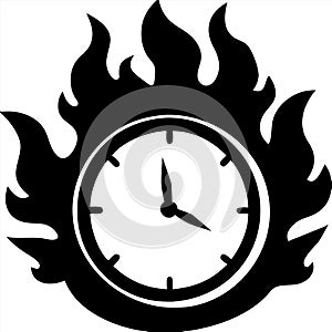 Burning Clock Symbolizing Urgency and Pressure Vector Design