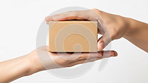 Hands exchanging a small box