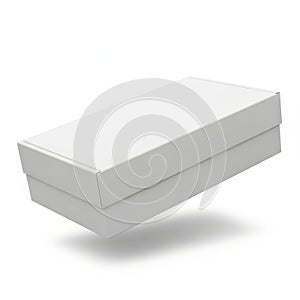 A white rectangular box with a subtle shadow on a plain white background. isolated on white background