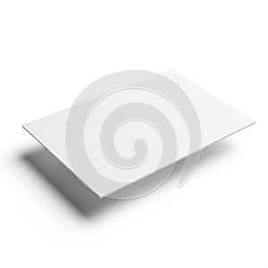 A white rectangular object casting a subtle shadow on a plain white background. isolated on white background