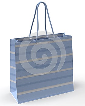 Bag with handles for purchase in the shop with decoration of delicate striped colors photo