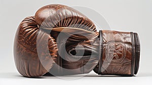 Image Description A highquality leather boxing glove with a sleek and simple design. The brands logo is embossed on the