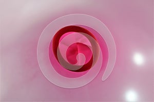 An image of a detail of a red balloon ring hole