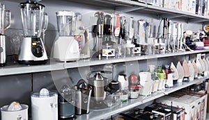 Household appliances , kitchen blenders and juicers at shop