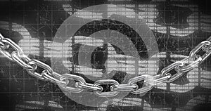 Image of digital block chains with data processing and binary coding