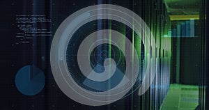 Image of digital data processing with connections over computer servers