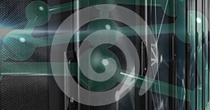 Image of digital data processing with connections over computer servers