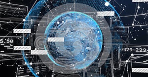 Image of digital data processing and networks over globe