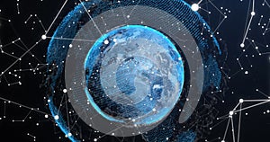 Image of digital data processing and networks over globe