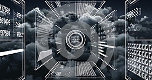 Image of digital data processing over clouds