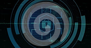 Image of digital data processing over padlock icon