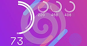 Image of digital data processing over pattern on purple background