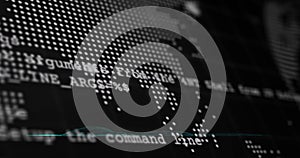 Image of digital data processing and world map over clack background