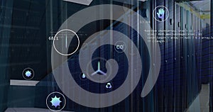 Image of digital icons and data processing over computer servers