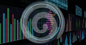 Image of digital interface with data processing over black background