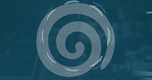 Image of digital interface and data processing over world map on blue background