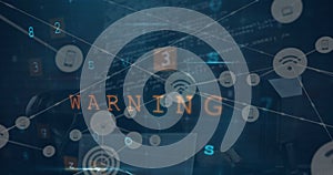 Image of digital interface and network of connections over hacker