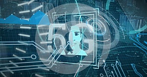 Image of digital interface with scan scoping over dark background