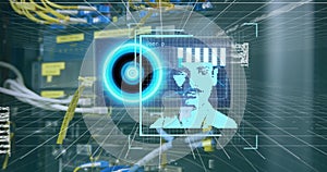 Image of digital interface with scan scoping over dark background