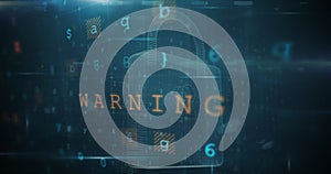 Image of digital interface with security padlock over dark background