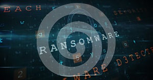 Image of digital interface with security padlock over dark background