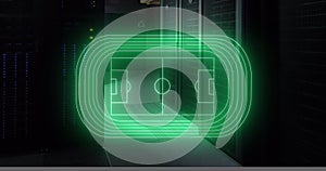 Image of digital stadium over server room