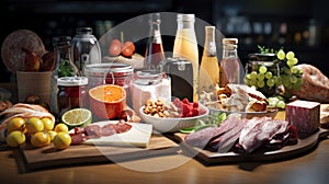 Image of a display showcasing the latest food and beverage products produced from the manufacturing plant