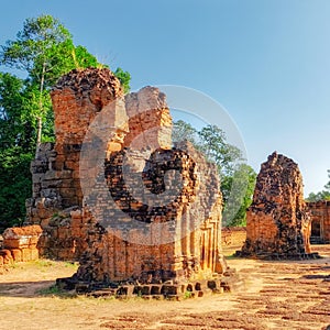 An image displaying the ancient ruins of East Mebon, a significant historical monument in Cambodia