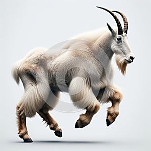 Image of isolated mountain goat against pure white background, ideal for presentations