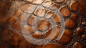 Close-up view of a textured brown leather surface
