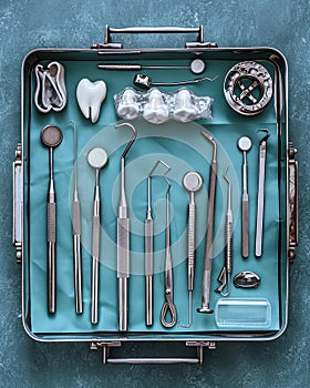 dentist worker knolling style photo