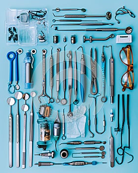 dentist worker knolling style photo